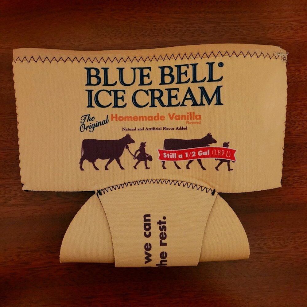 NWOT Blue Bell Ice Cream Homemade Vanilla 1/2 Gallon Koozie Koolie